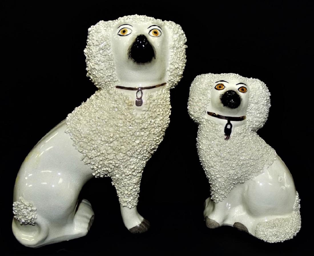 PR ANTIQUE ENGLISH STAFFORDSHIRE CORALENE SPANIELS (1 of 4)