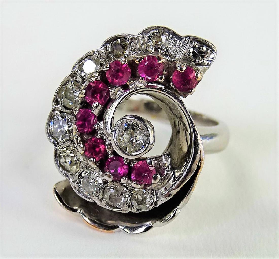 14KT W GOLD 2CT RUBY AND DIAMOND COCTAIL RING (1 of 4)