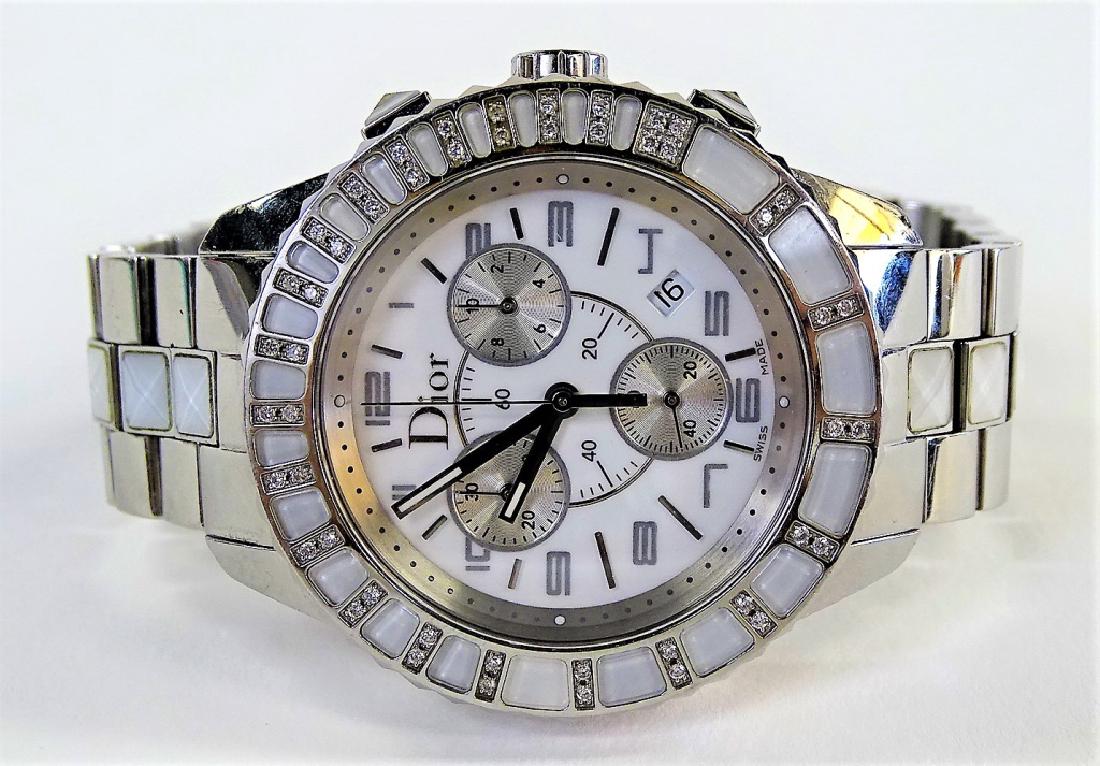 DIOR MEN'S STAINLESS & DIAMOND WATCH LIKE NEW (1 of 5)