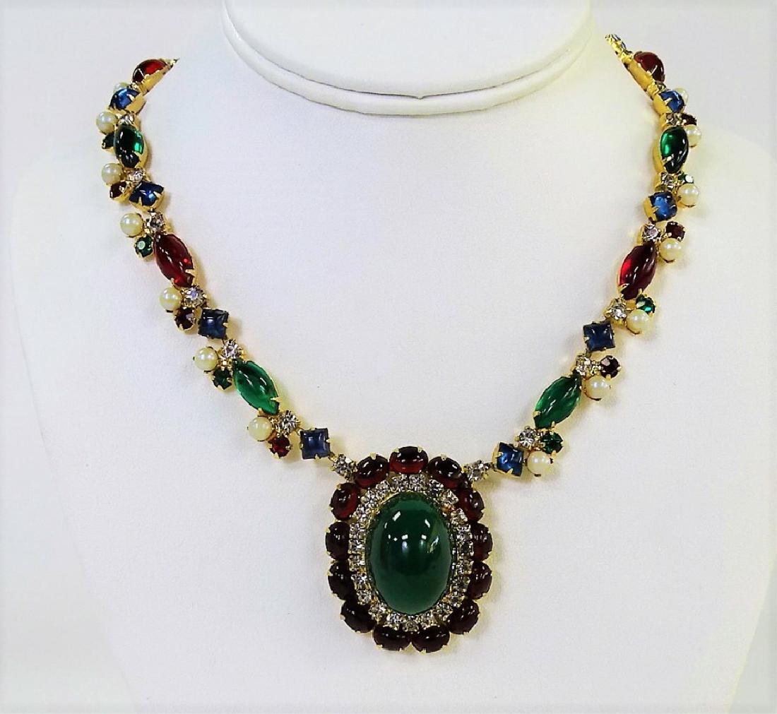 INCREDIBLE HATTIE CARNEGIE FAUX JEWELED NECKLACE: Measures about 16" long. Absolutely incredible quality. Signed. Shipping to be $15 plus insurance. We will combine shipping.