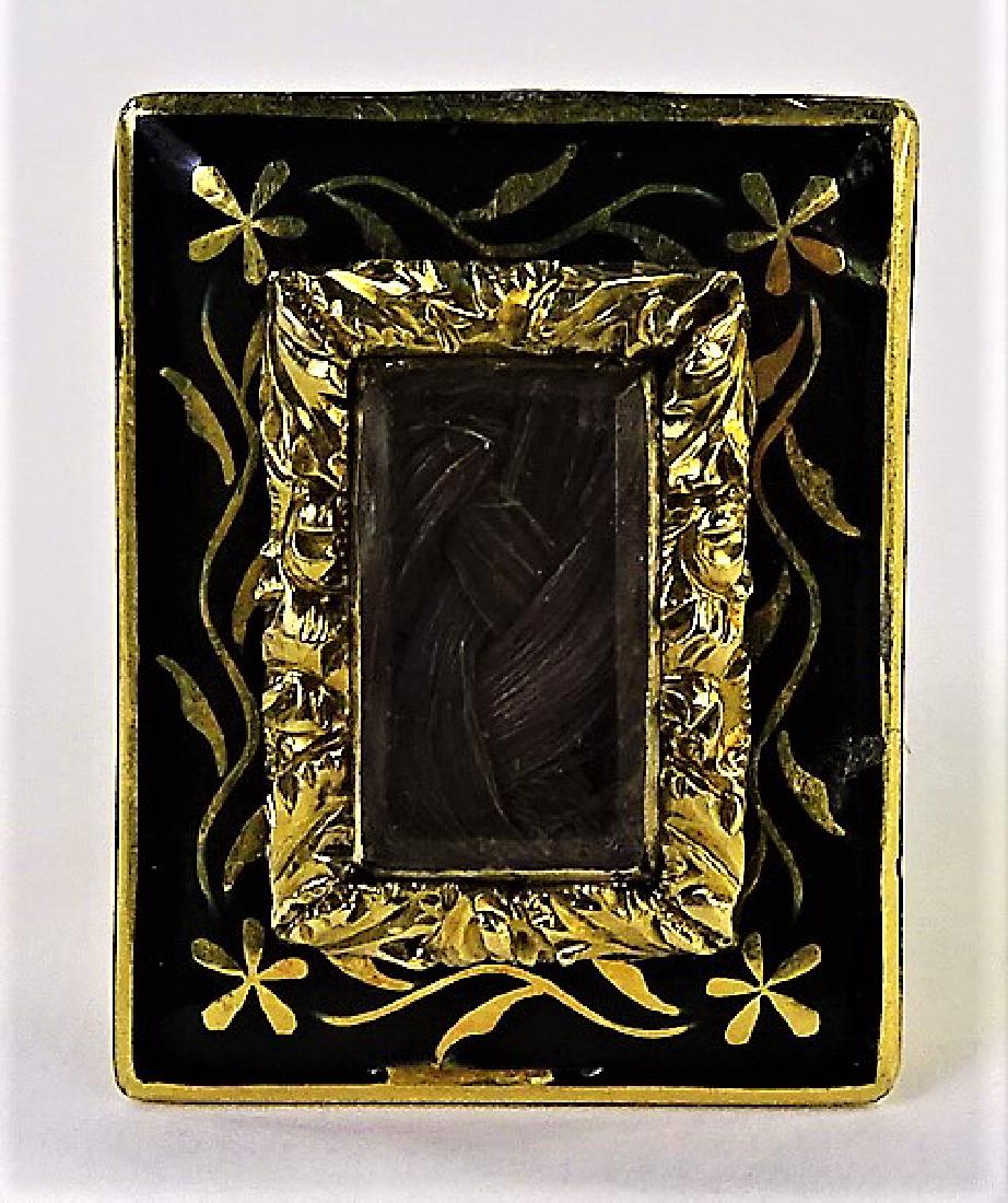 VICTORIAN 14KT GOLD ENAMELED HAIR LOCKET PIN (1 of 3)