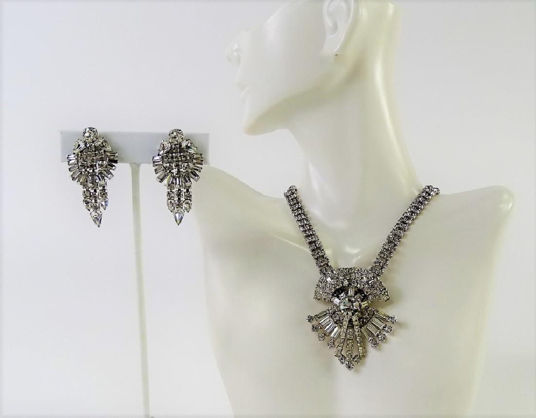 KRAMER OF NY RARE SILVER TONE RHINESTONE SUITE (1 of 4)