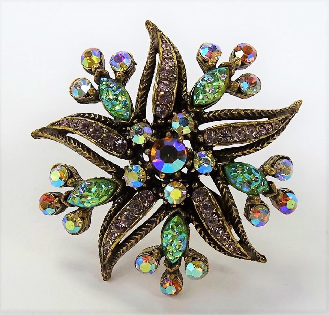 WONDERFUL SIGNED FLORENZA RHINESTONE FLORAL PIN (1 of 2)