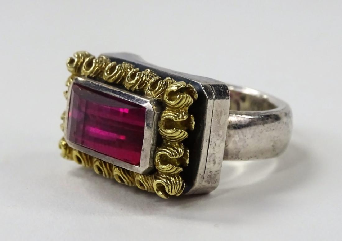 LADIES RETRO 18KT GOLD & STERLING GEMSTONE RING (1 of 5)