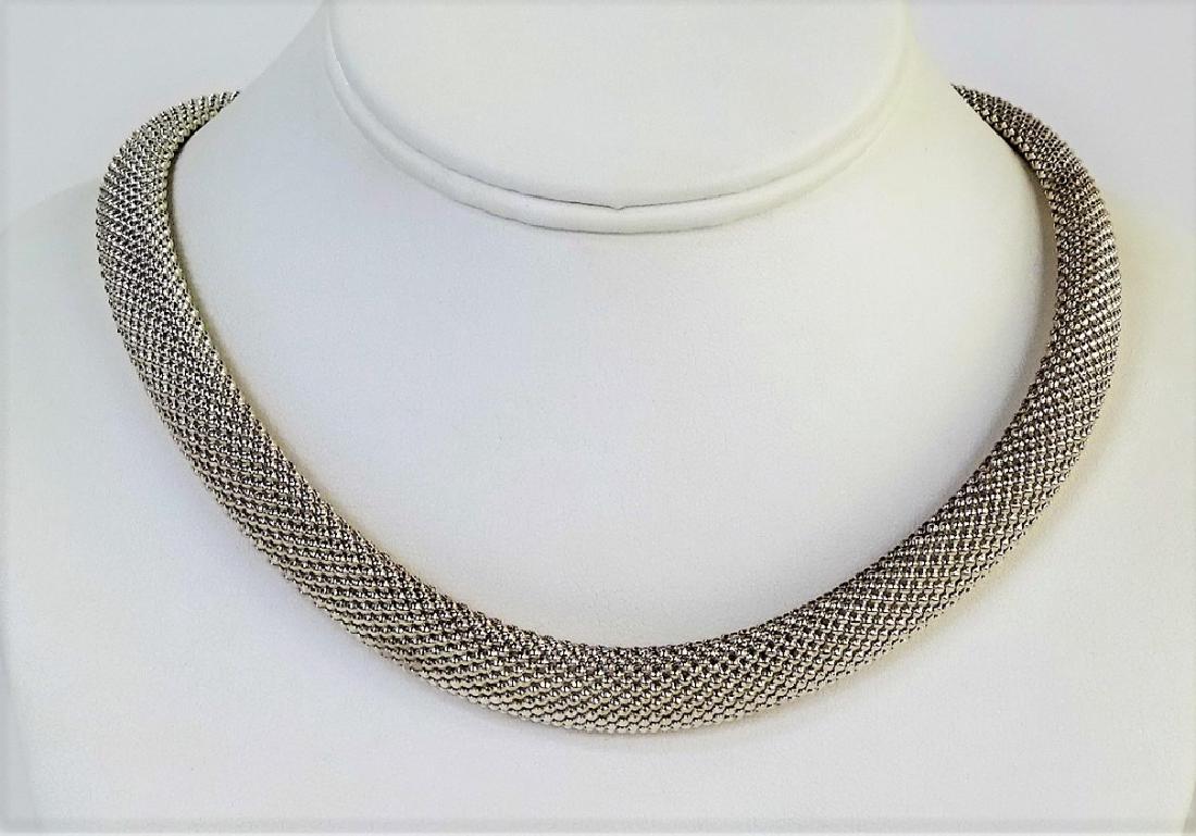 WONDERFUL ITALIAN MESH LADIES CHOKER NECKLACE: Measures 16" long and just under 1" thick. Total weight: 37.7 grams. Shipping to be $15 plus insurance. We will combine shipping.
