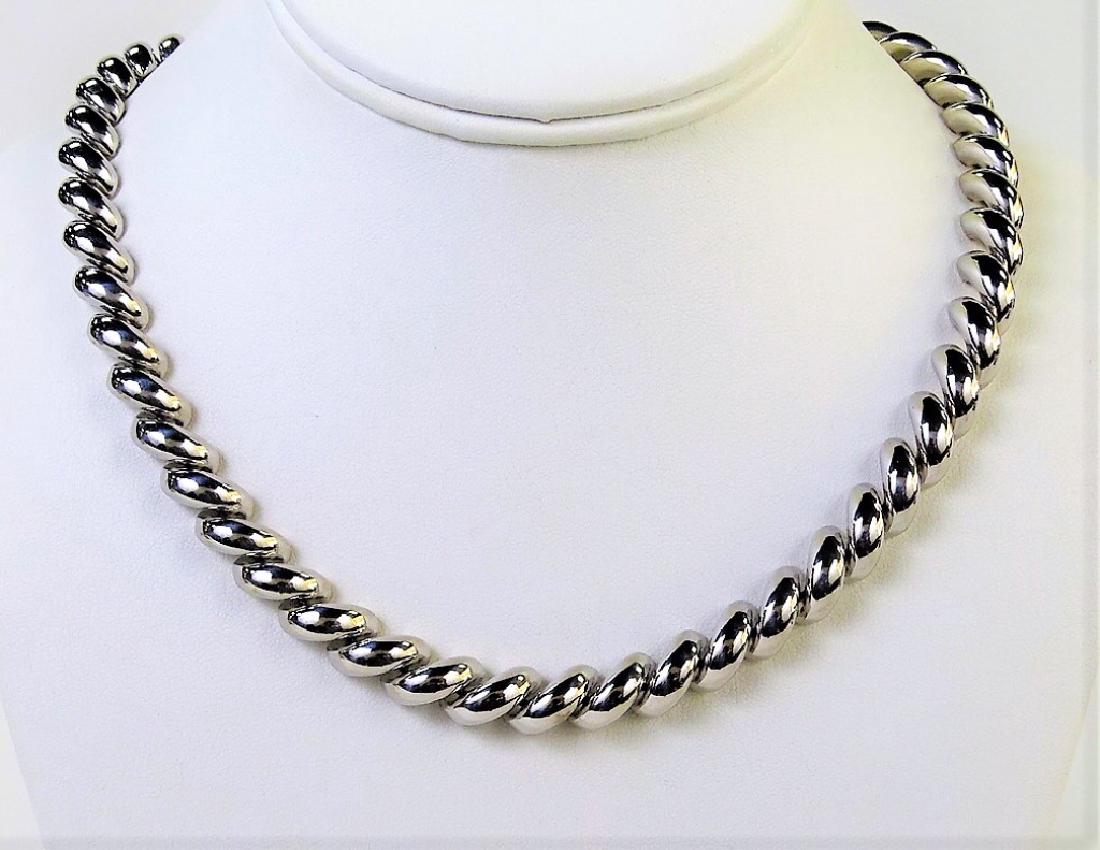 ITALIAN STERLING SILVER SCALLOPED CHOKER NECKLACE: Measures 16" Long. Total weight: of 52 grams. Shipping to be $15 plus insurance. We will combine shipping.