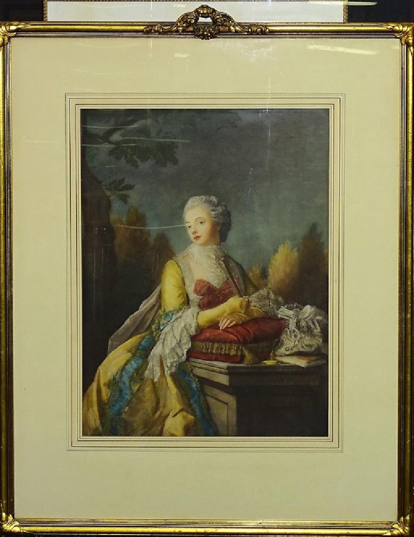 19TH C. CHROMOLITHOGRAPH OF FRENCH DEBUTANTE (1 of 2)