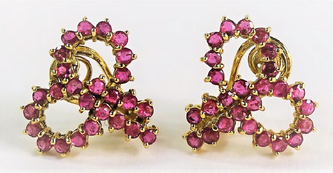 ESTATE 14KT GOLD & RUBY LADIES HEART EARRINGS (1 of 3)