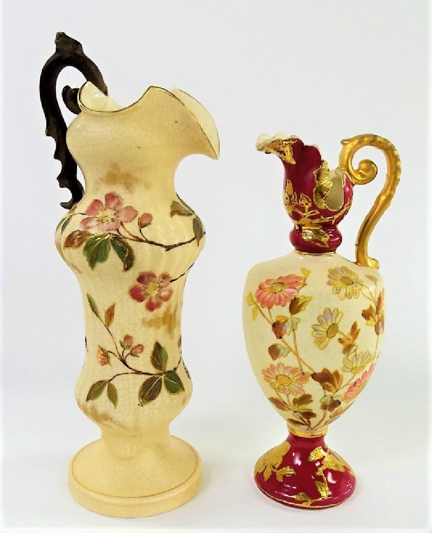 LOT OF 2 H/P ANTIQUE ENGLISH PORCELAIN EWERS (1 of 2)