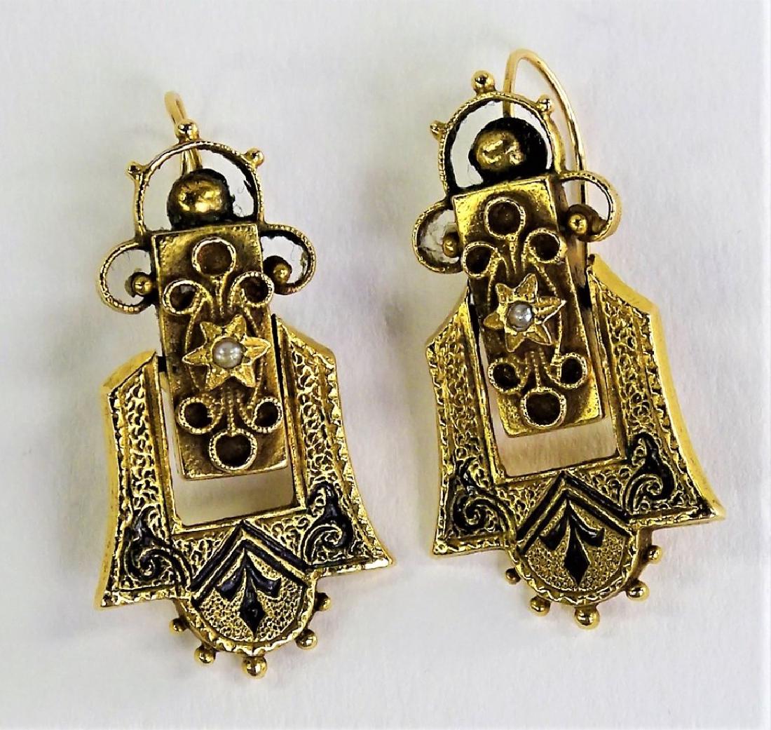 PR ANTIQUE ETRUSCAN STYLE 14KT YG DANGLE EARRINGS (1 of 4)