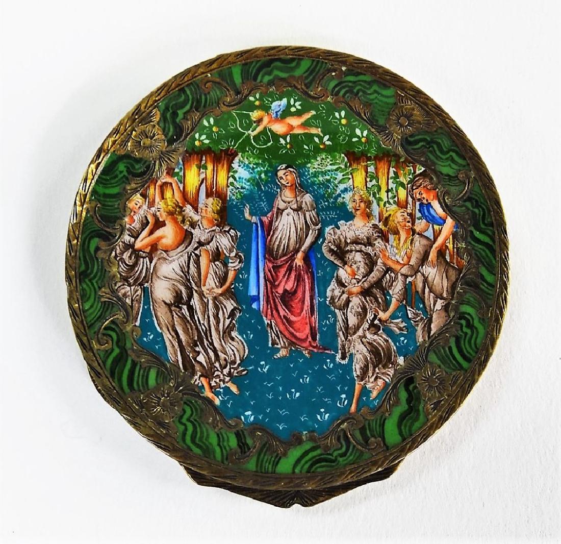 ANTIQUE CONTINENTAL 800 SILVER ENAMELED COMPACT (1 of 5)