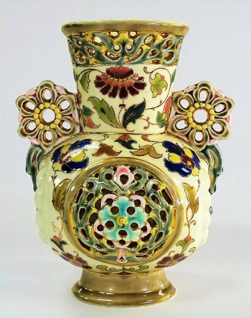 ANTIQUE HUNGARIAN RETICULATED CERAMIC VASE (1 of 3)