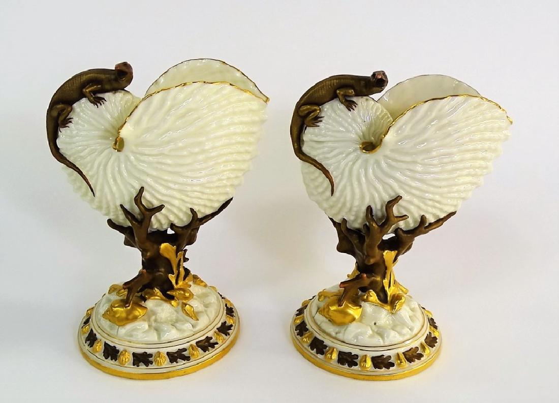 PR RARE ROYAL WORCESTER MAJOLICA SHELL VASES (1 of 6)