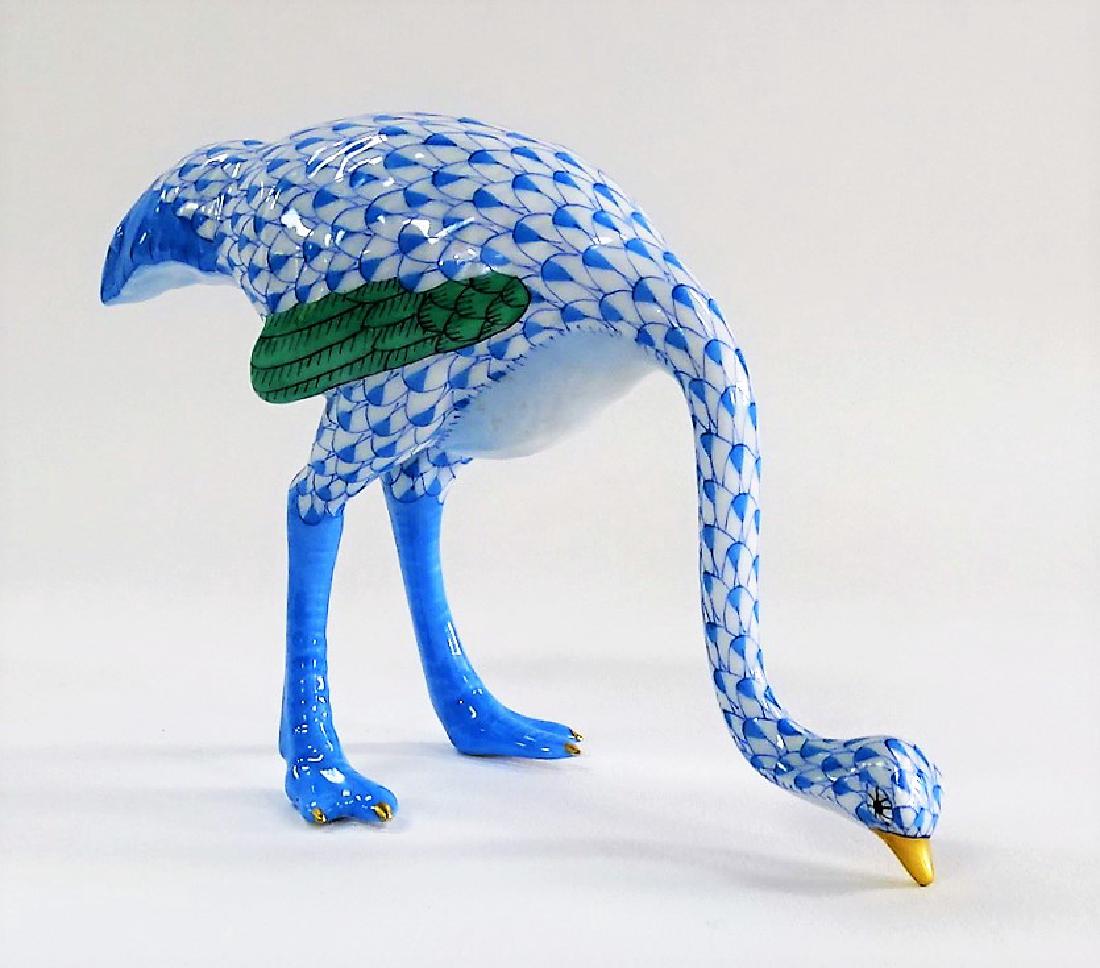 HEREND BLUE FISHNET PORCELAIN OSTRICH FIGURINE (1 of 3)