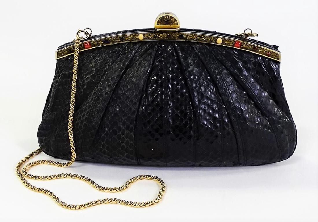 VTG MORRIS MOSKOWITZ BLACK LIZARD CLUTCH HANDBAG (1 of 5)