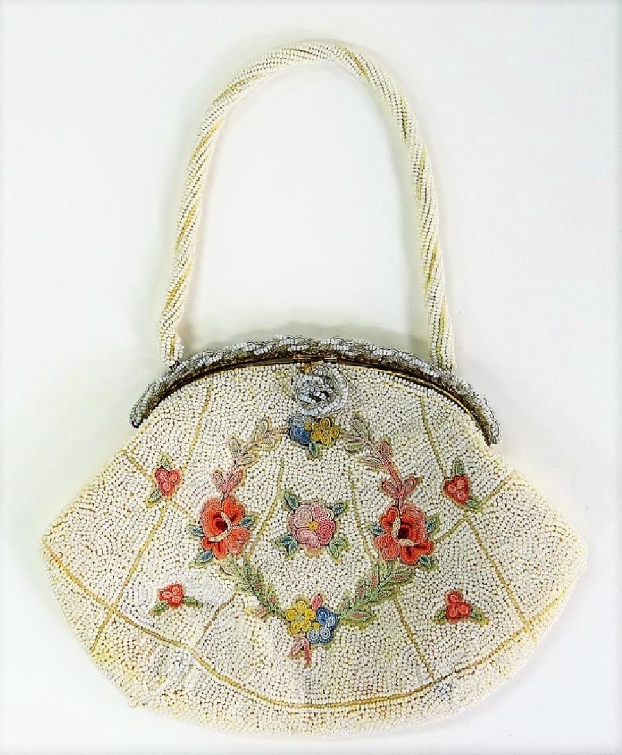 VINTAGE LEO MILLER BEADED FLORAL HANDBAG (1 of 3)