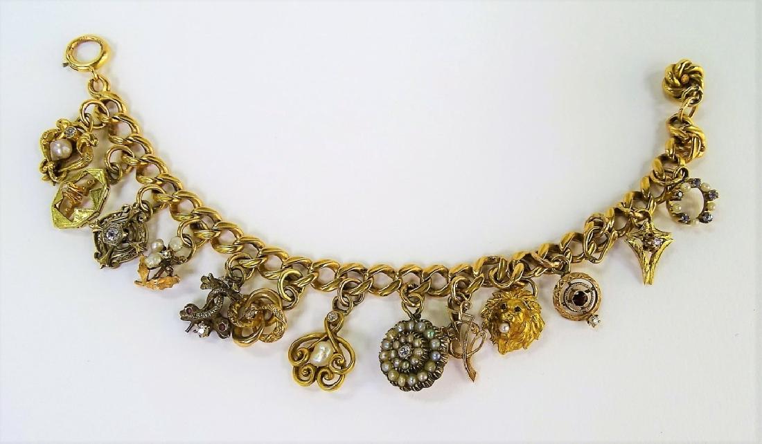 VICTORIAN 1 OF A KIND 14KT Y GOLD CHARM BRACELET (1 of 4)