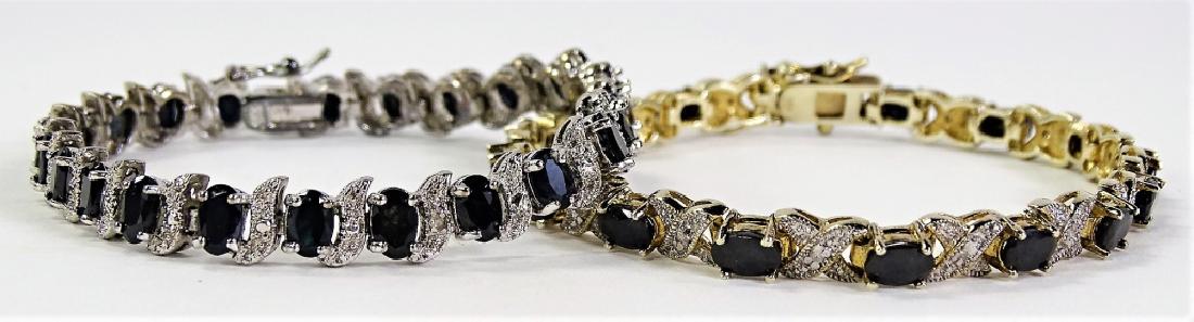 2 STERLING AND SAPPHIRE TENNIS BRACELETS (1 of 1)