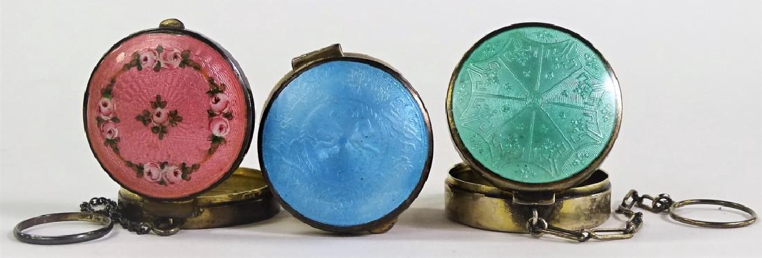 3 ANTIQUE CONTINENTAL GUILLOCHE STERLING COMPACTS (1 of 8)