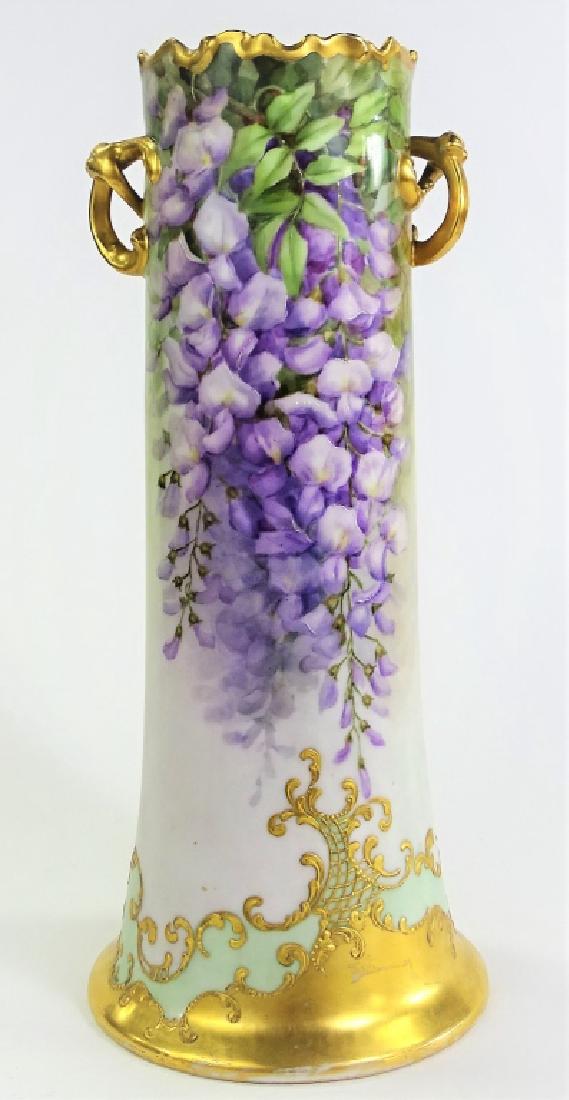 ANTIQUE WG & CO. LIMOGES TALL H/P PORCELAIN VASE (1 of 6)