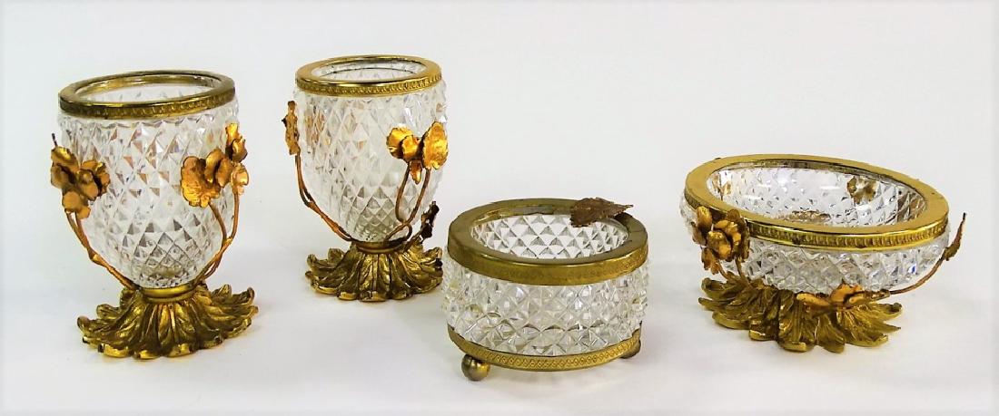 4 VTG FRENCH CRYSTAL BRONZE & BRASS TABLE WARES (1 of 3)