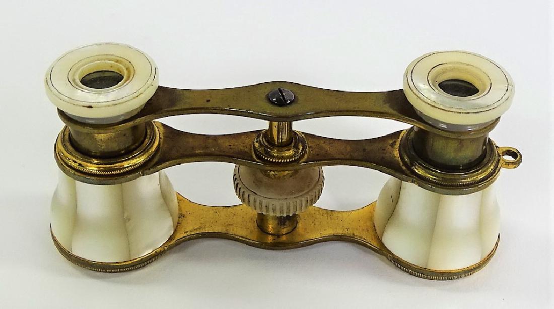 PR ANTIQUE FRENCH M.O.P & BRASS OPERA GLASSES (1 of 3)