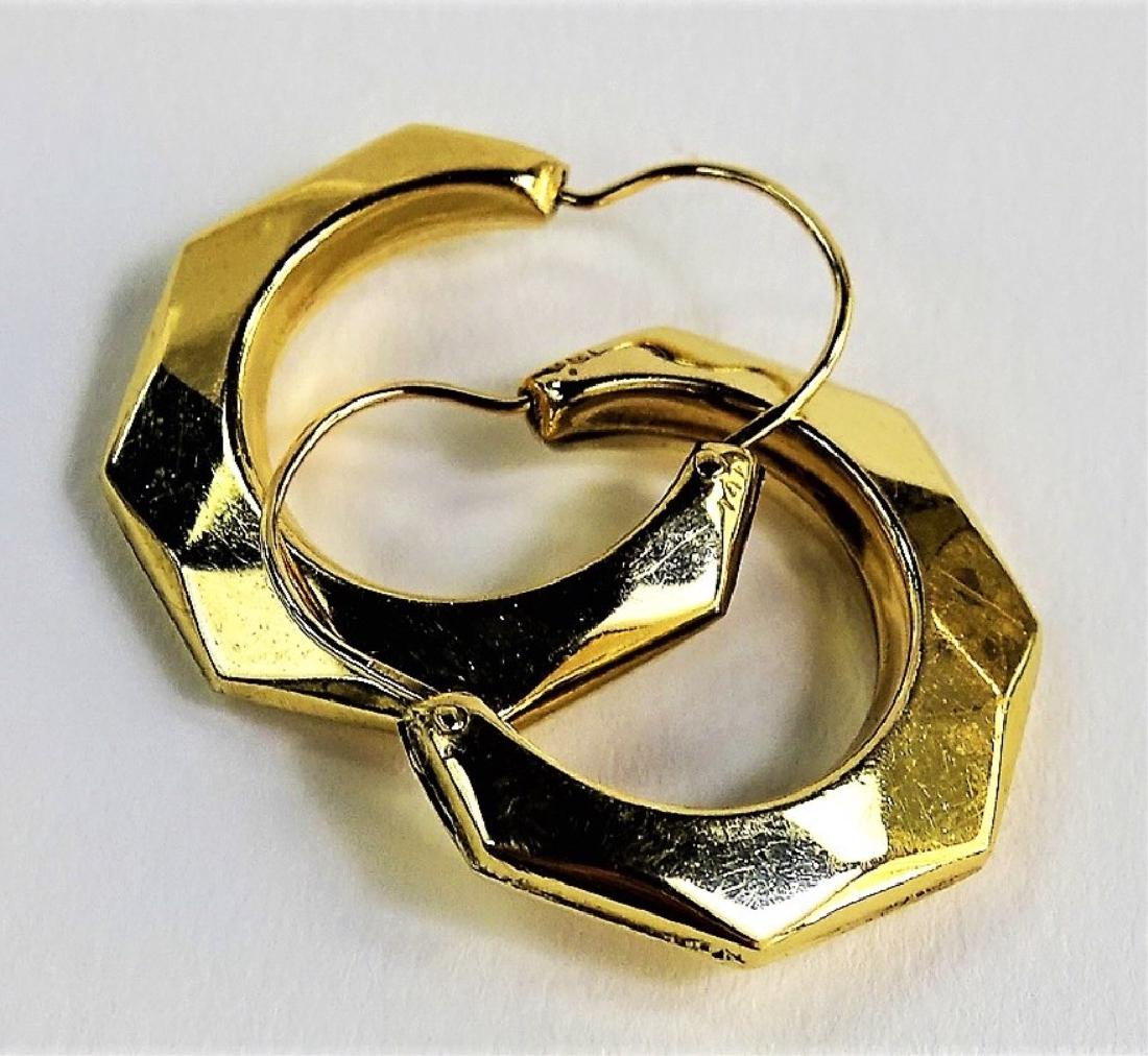 PR LADIES RETRO 14KT GOLD HOLLOW HOOP EARRINGS (1 of 3)