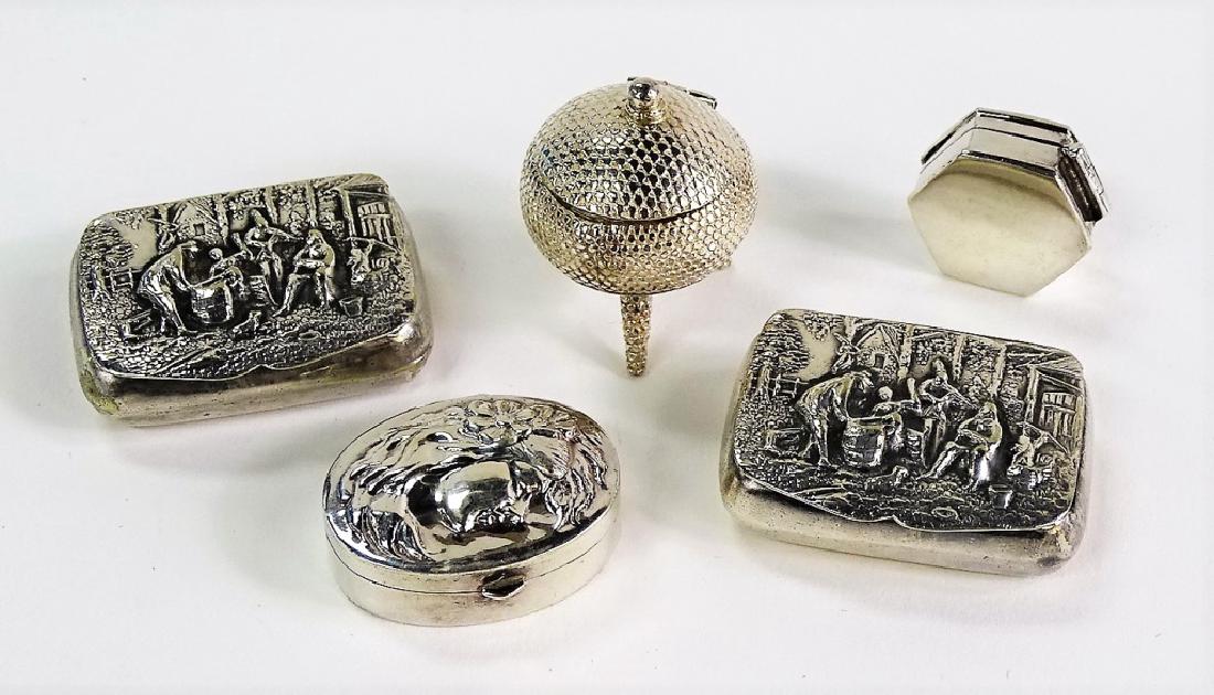 LOT OF 5 STERLING SILVER PILL BOXES (1 of 3)