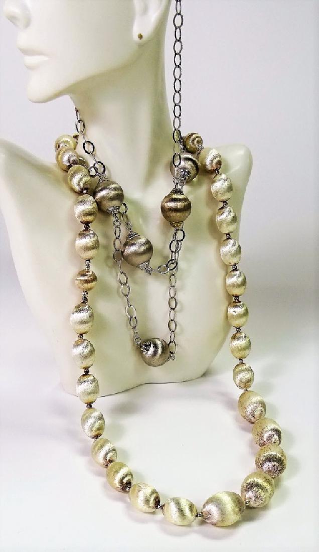 2 LARGE STERLING BEADED SATIN FINISHED NECKLACES (1 of 2)