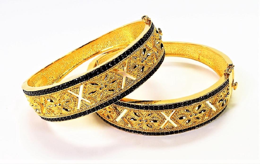 LOT OF 2 SATIN TONE GOLD TONE HI -FASHION BANGLES: Shipping $15 plus insurance.