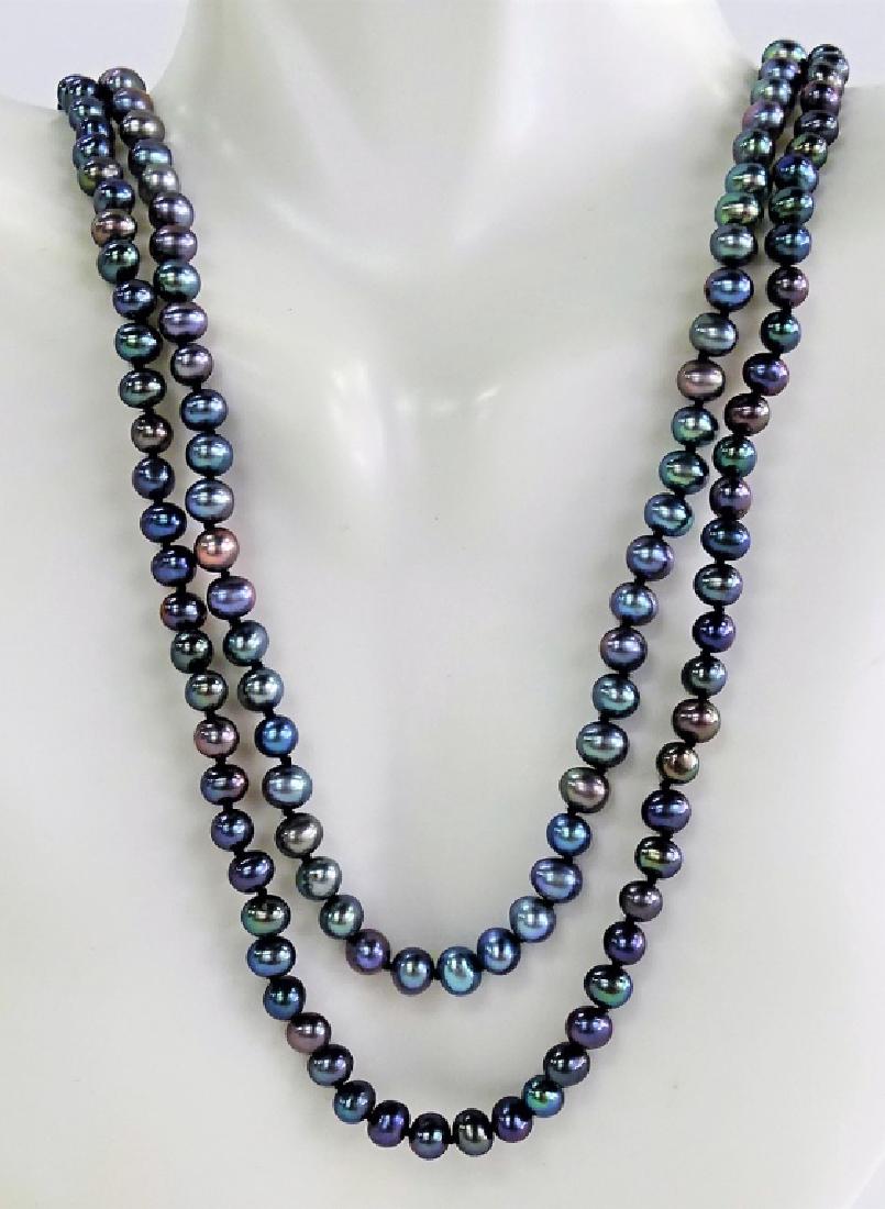 14KT YELLOW GOLD & TAHITIAN PEARL NECKLACE: About 32 " long with 2mm beads and 14kt ywllow gold clasps. Shipping to be $15 plus insurance.