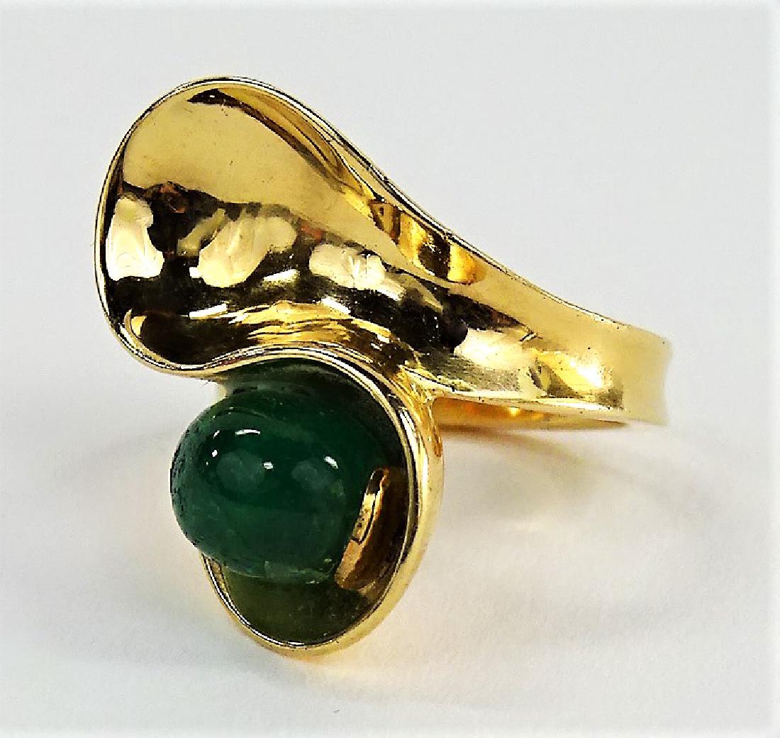 TAXCO ANTONIO PINEDA 14KT YG CABOCHON EMERALD RING (1 of 6)