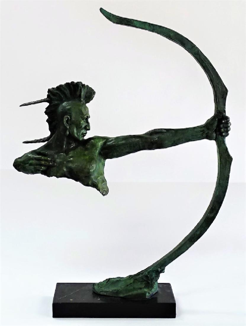 20TH C. CAST BRONZE INDIAN ARCHER SCULPTURE (1 of 5)