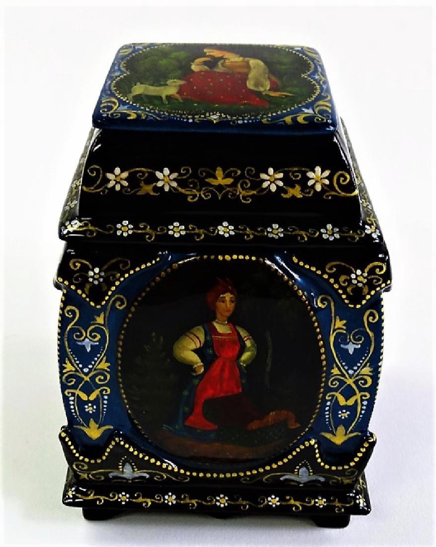 H/P FEDOSKINO SCHOOL TWO TIER RUSSIAN LACQUER BOX (1 of 10)