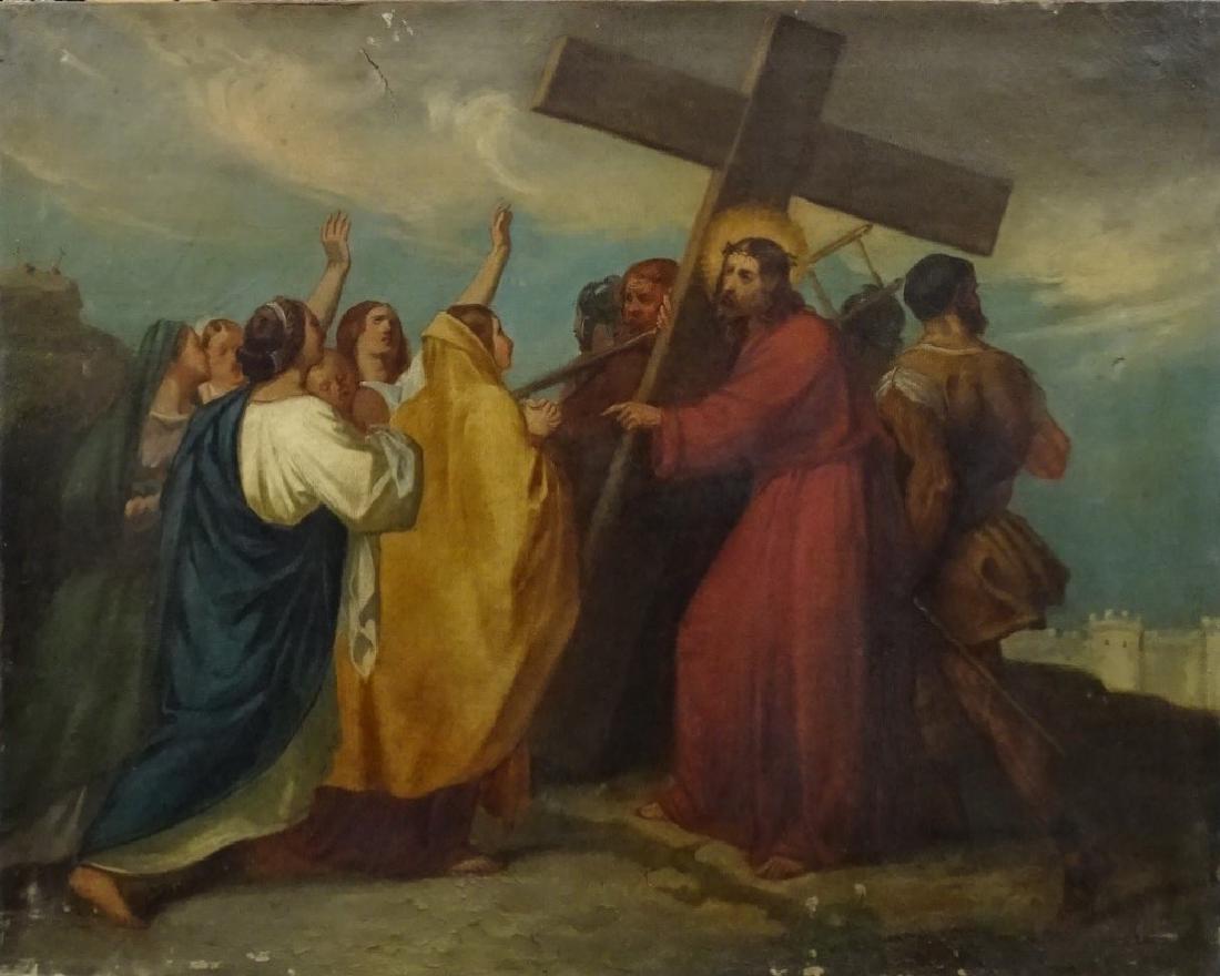 19TH C. OLD MASTER STYLE RELIGIOUS OIL ON CANVAS (1 of 5)