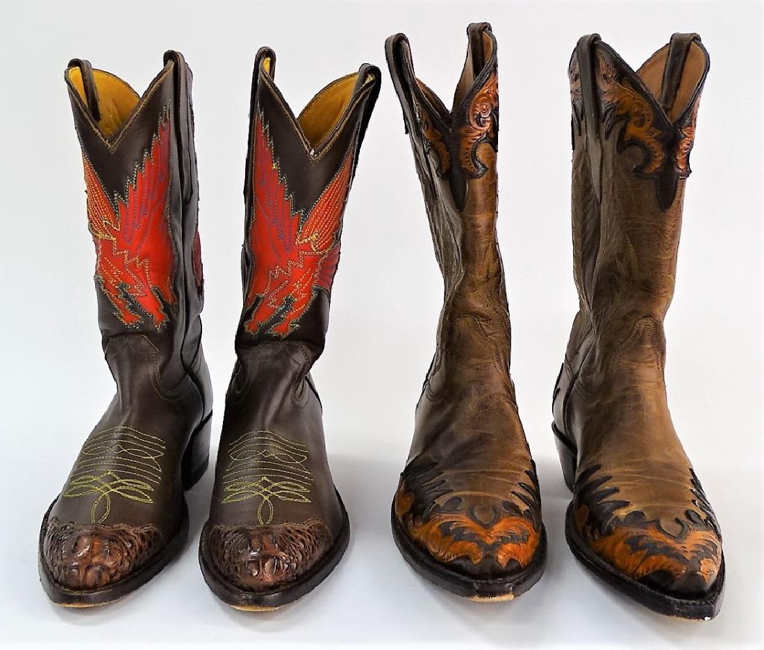 2PRS SOUTHWESTERN STYLE LEATHER COWBOY BOOTS (1 of 6)