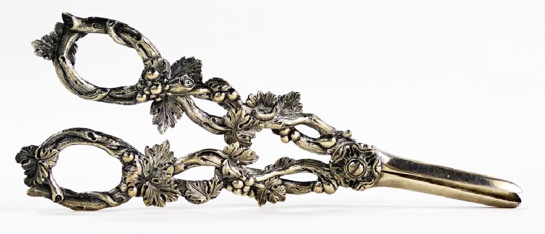 ANTIQUE HEAVY ORNATE STERLING SILVER GRAPE SHEARS (1 of 5)