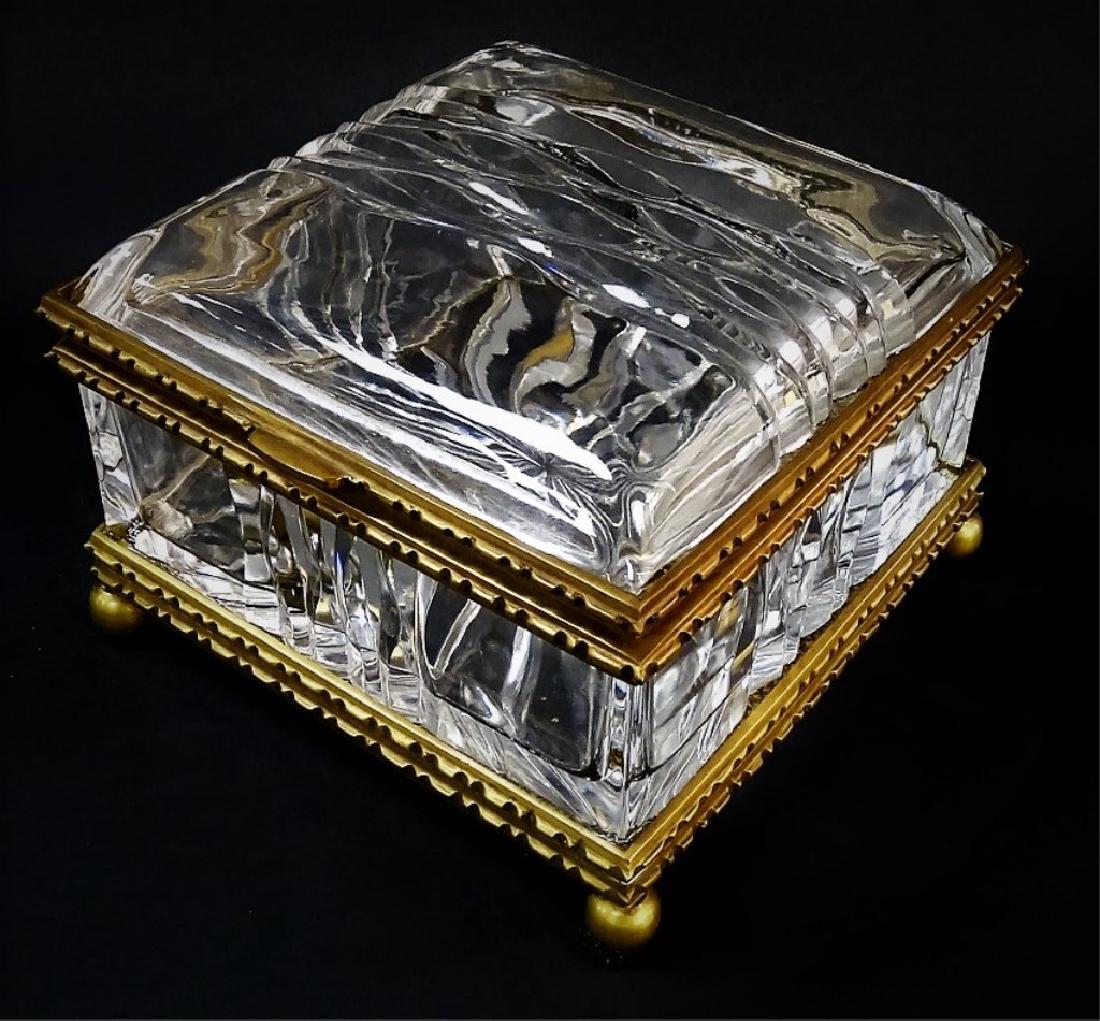 HEAVY BRONZE MOUNTED CUT CRYSTAL HINGED BOX (1 of 5)
