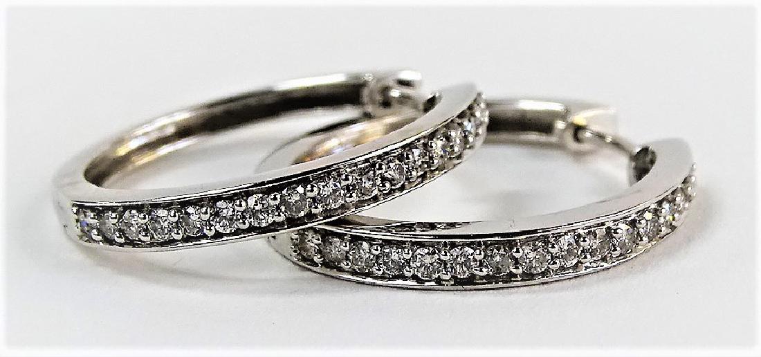 PAIR OF 14KT WHITE GOLD & DIAMOND HOOP EARRINGS (1 of 1)