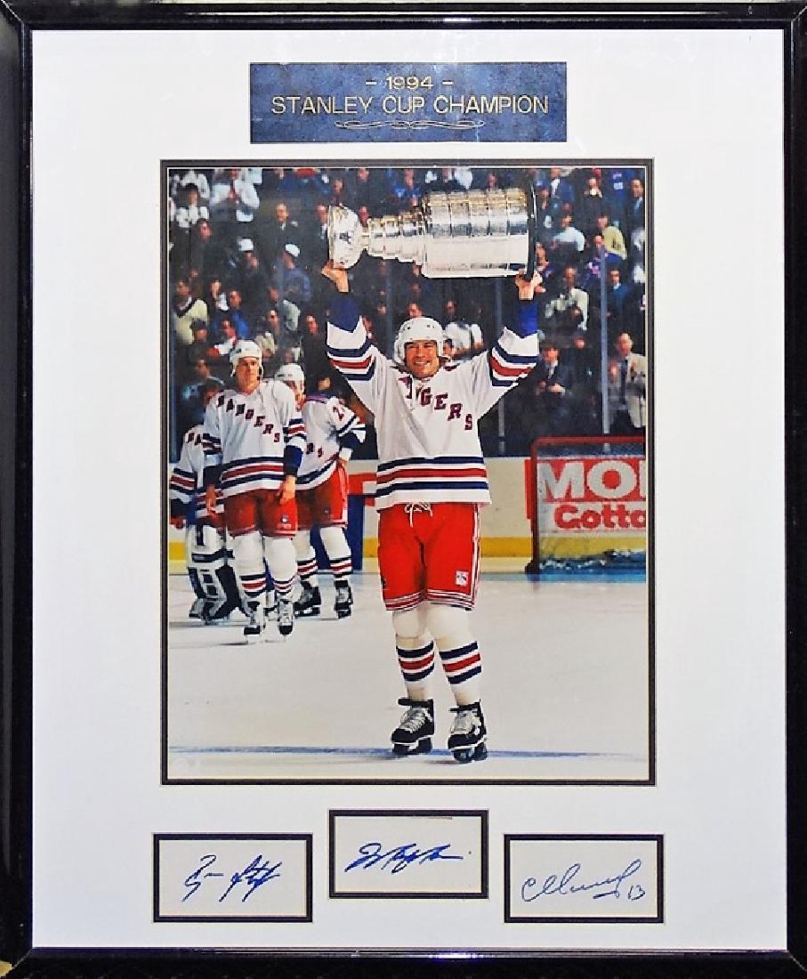 '94 NY RANGERS TRIPLE SIGNED CHAMPIONSHIP DISPLAY (1 of 4)