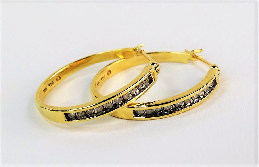 LARGE 10KT GOLD & DIAMOND LADIES HOOP EARRINGS (1 of 4)