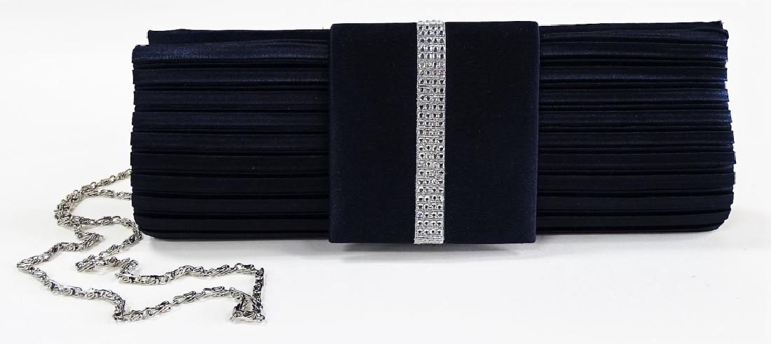 BIJOUX TERNER SILK NAVY & RHINESTONE EVENING BAG (1 of 2)