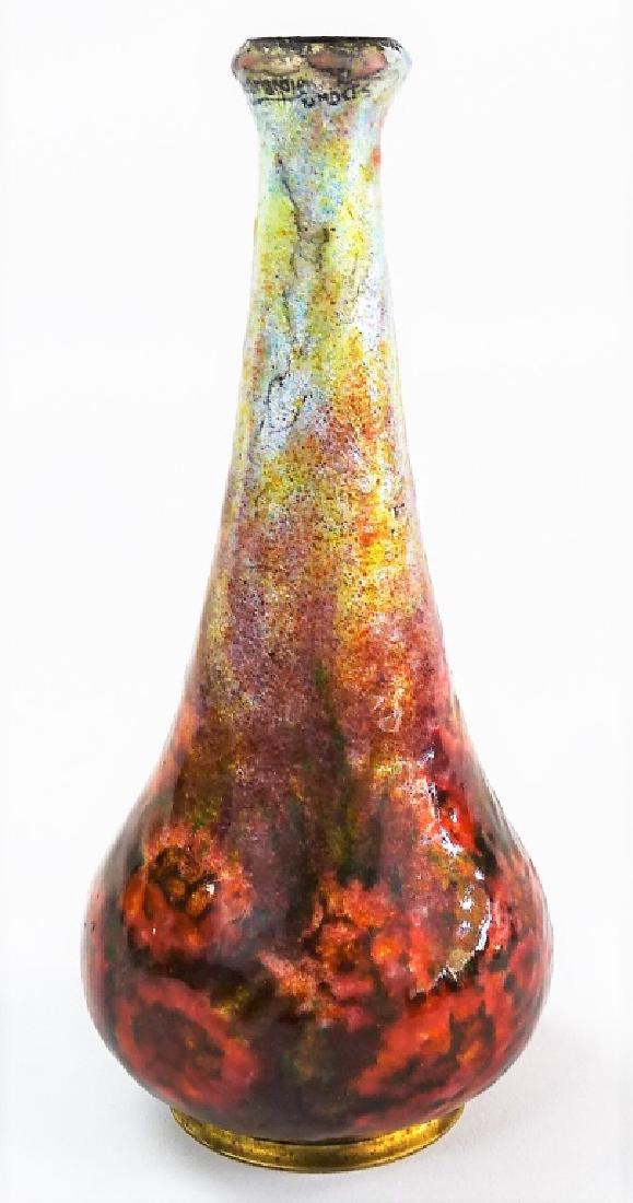 ANTIQUE FRENCH ENAMELED COPPER VASE (1 of 2)