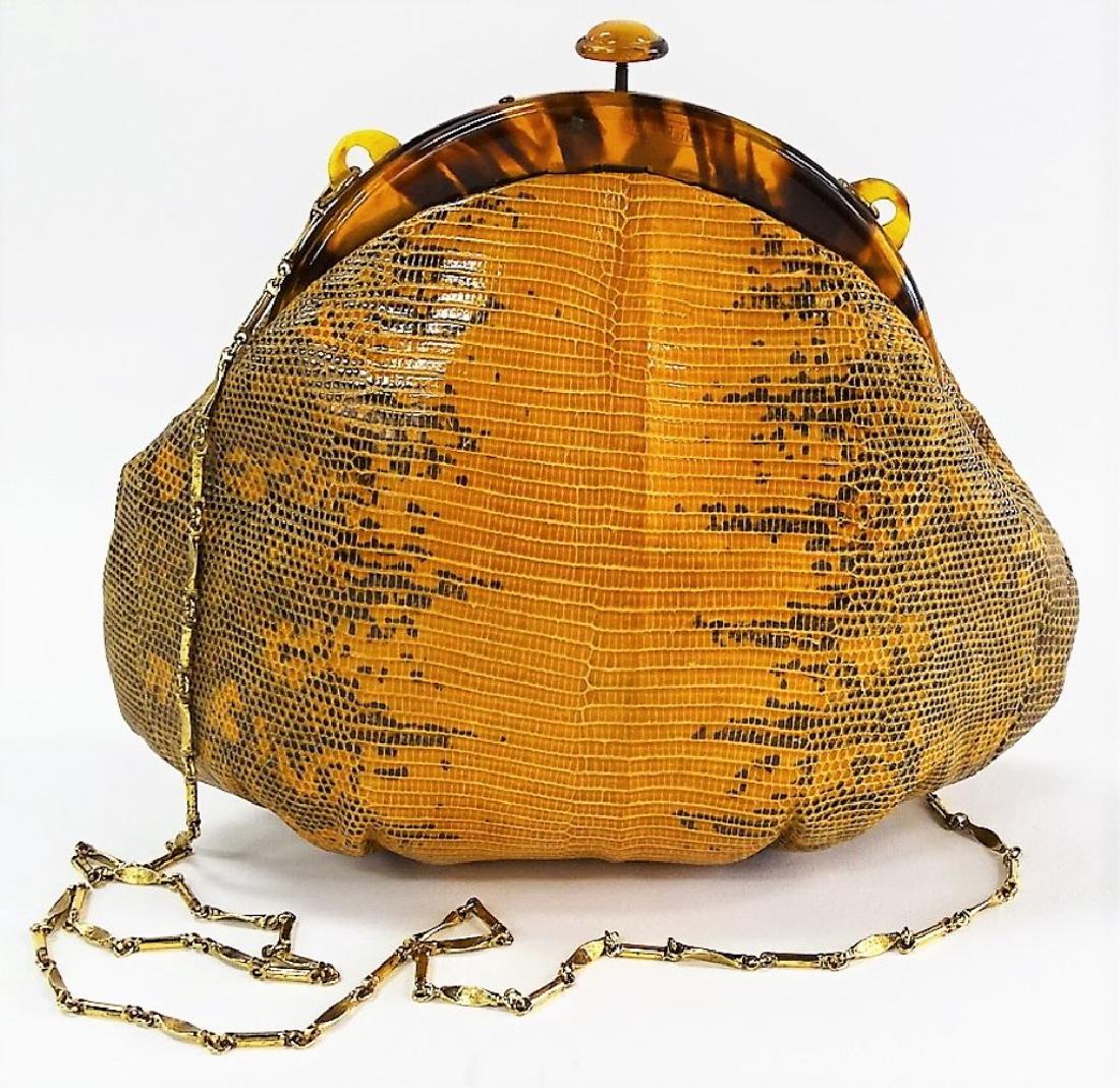 ESTATE VINTAGE LIZARD SKIN & BAKELITE SHOULDER BAG (1 of 2)