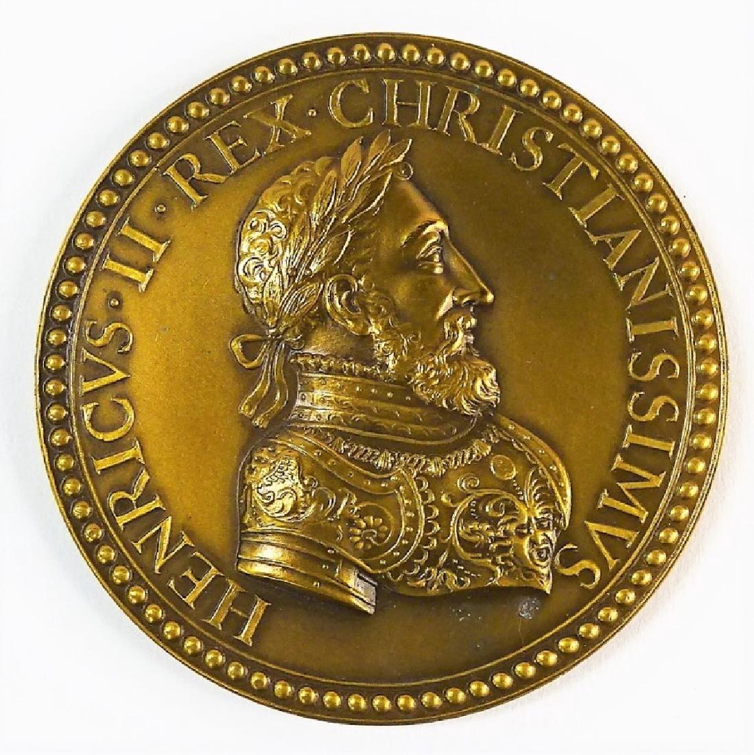 HENRI II OF FRANCE BRONZE COMMEMORATIVE MEDAL (1 of 3)