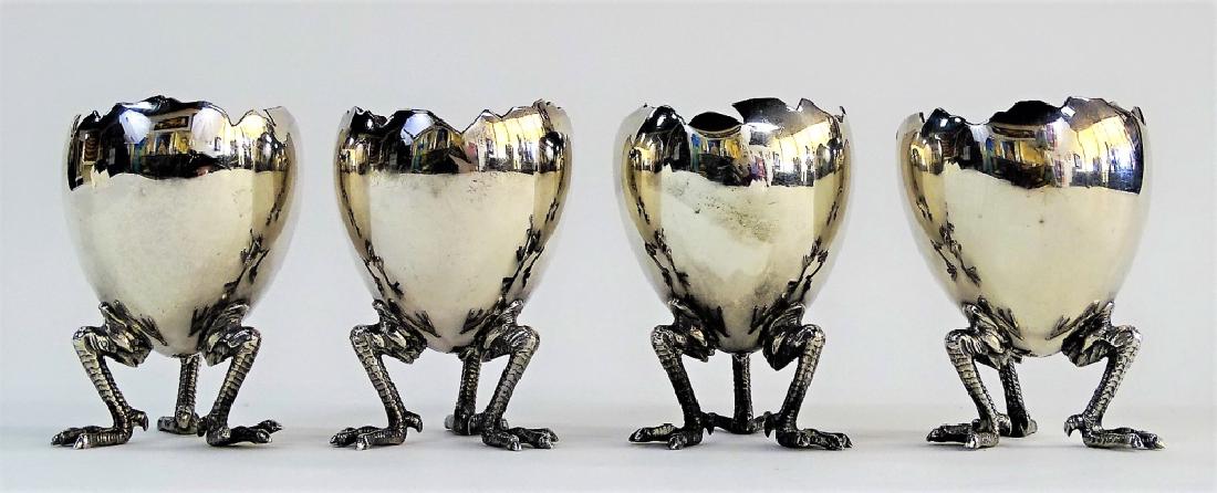 FOUR 19TH C. GORHAM STERLING FIGURAL EGG CUPS (1 of 4)