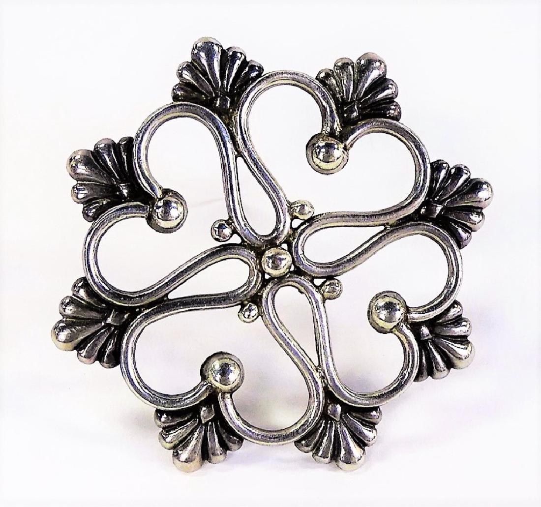 VTG CONQUISTADOR TAXCO STERLING HEART BROOCH (1 of 4)