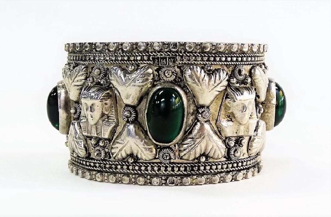 ANTIQUE EGYPTIAN REVIVAL SILVER CUFF BRACELET (1 of 4)
