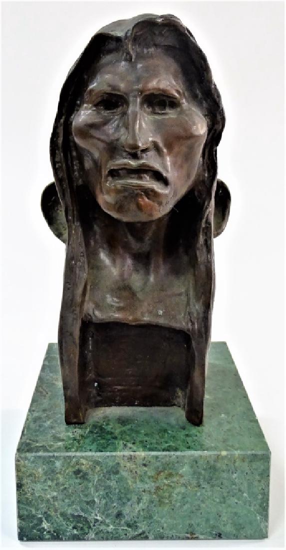 BRONZE BUST OF NATIVE CHIEF AFTER REMINGTON (1 of 3)