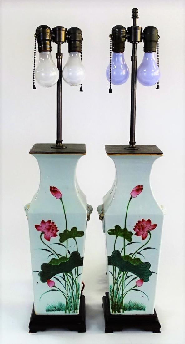 PR CHINESE H/P PORCELAIN POEM VASE LAMPS (1 of 5)